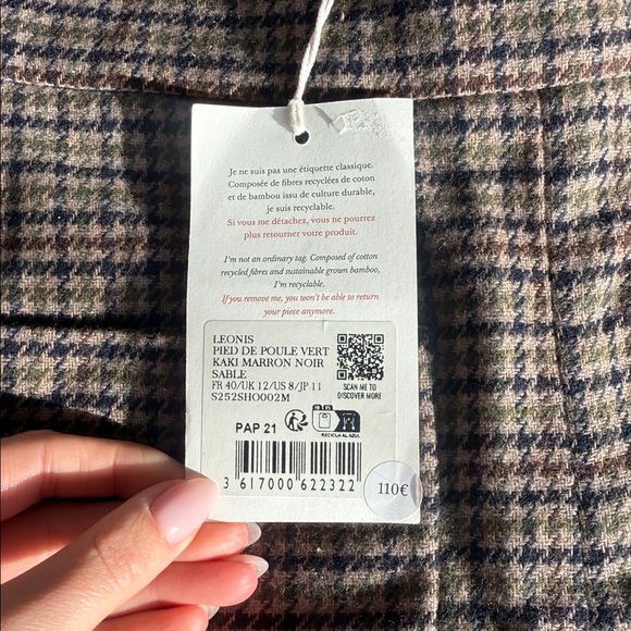 Sezane High Waist Plaid Shorts - Brown and Blue - Picture 4 of 4